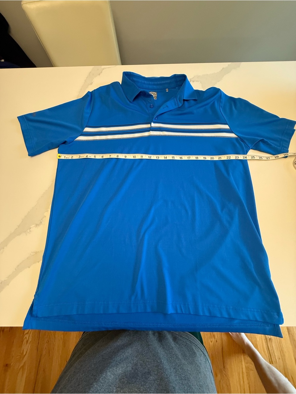 Callaway Royal Blue Polo with White and Navy Chest Stripes
